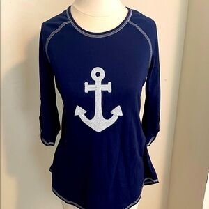 Navy Blue Anchor Women's Top